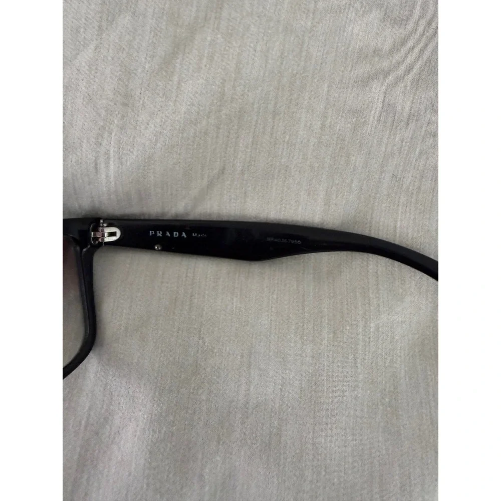 Prada SPR01P Black Square Sunglasses Gradient Lens Silver Logo Made in Italy